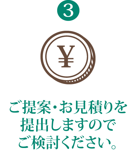 3.	ご提案・お見積りを提出しますのでご検討ください。